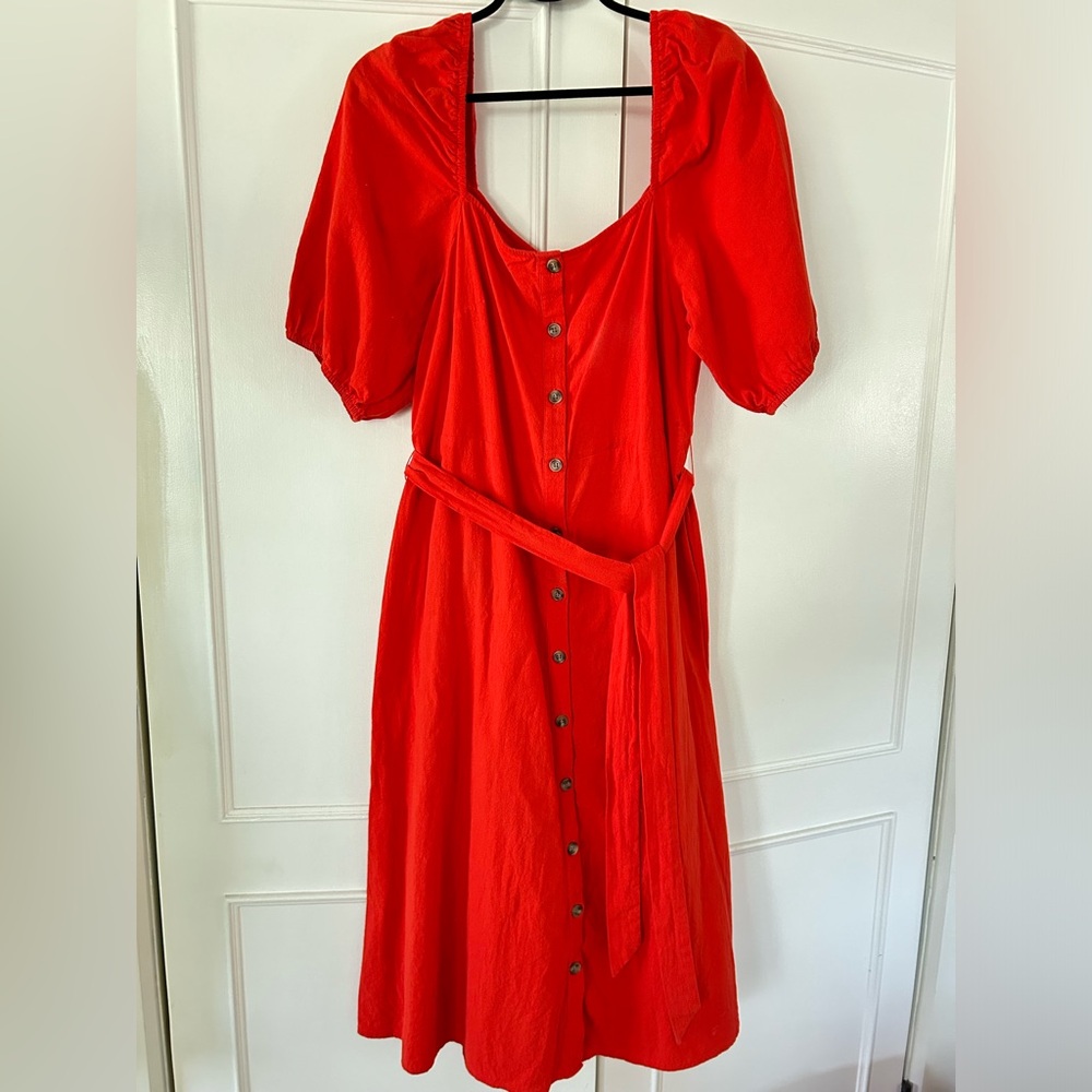 H&M orangey red midi dress. Size L. Like new condition.
